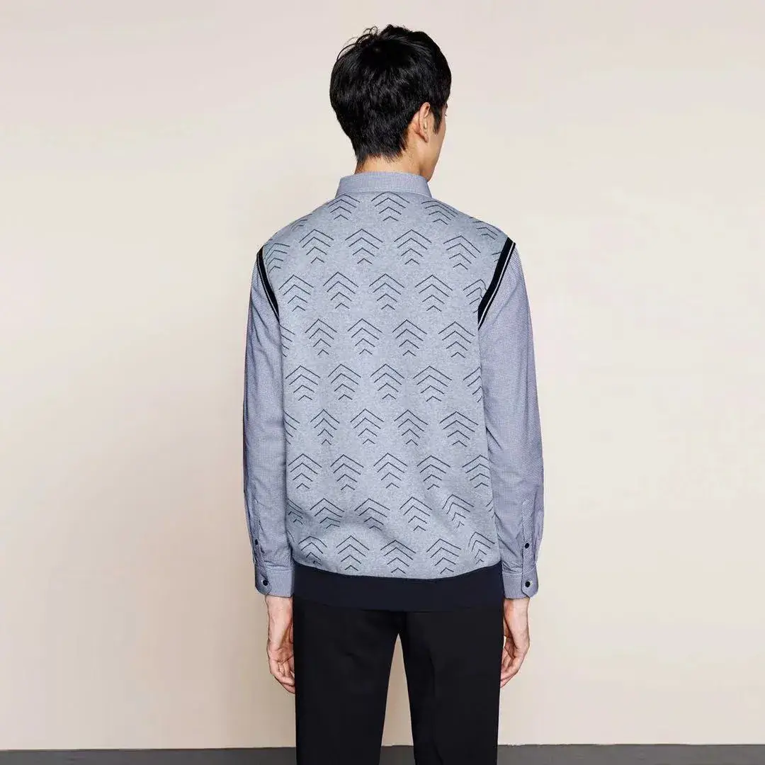 Winter Fleece Collar Vest Grey White T-Shirt Set - Image 2