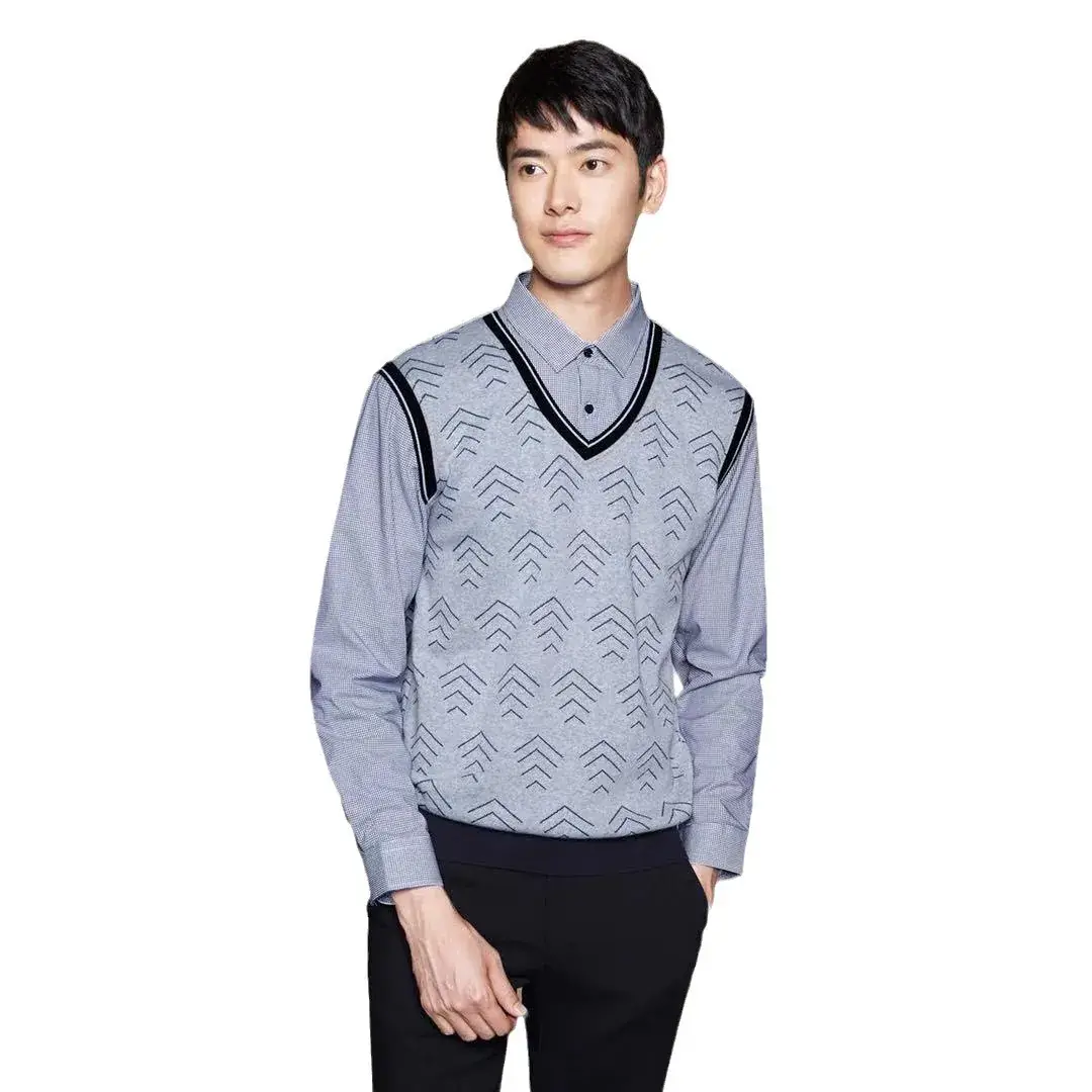 Winter Fleece Collar Vest Grey White T-Shirt Set - Image 5