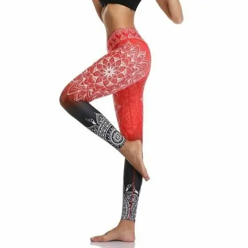 Digital Printed High Waist Leggings Large Black White Pattern - Image 4