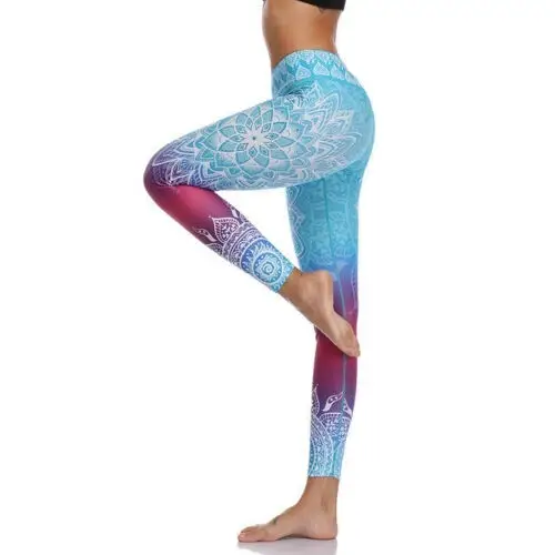 Digital Printed High Waist Leggings Large Black White Pattern - Image 5