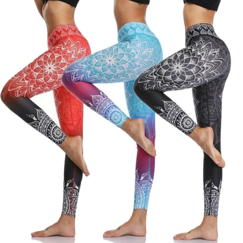 Digital Printed High Waist Leggings Large Black White Pattern — feature 1