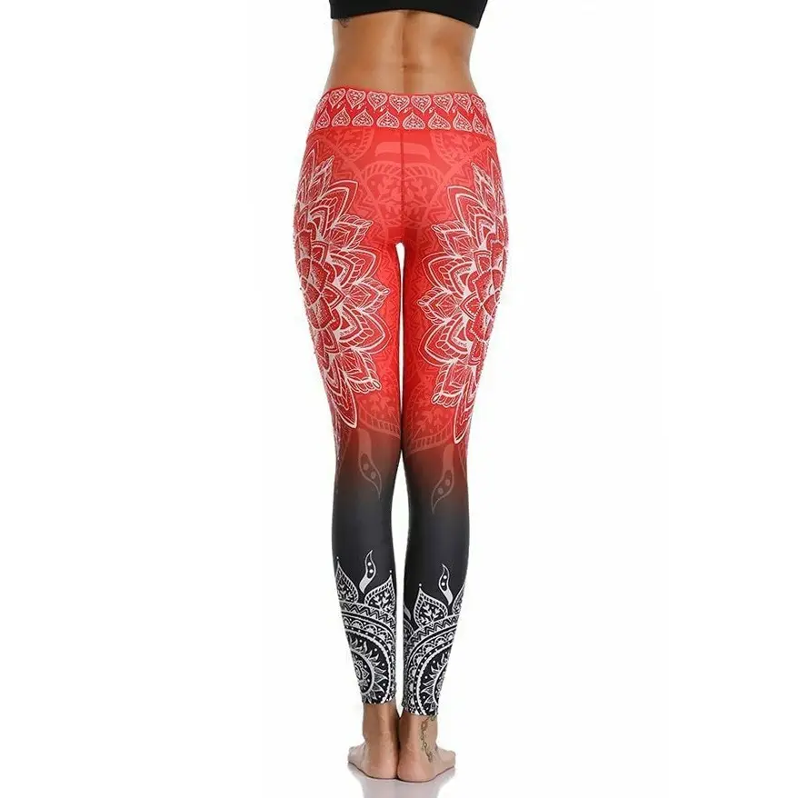 Digital Printed High Waist Leggings Large Black White Pattern — feature 3