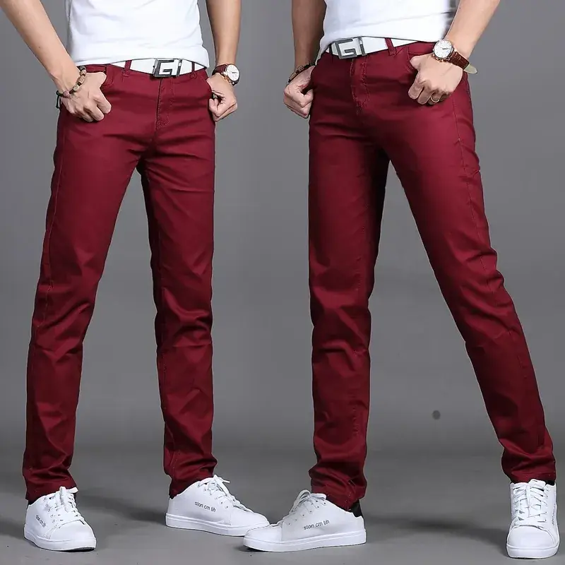 2019 Men Slim Fit Maroon Pants Casual Wear - Image 4