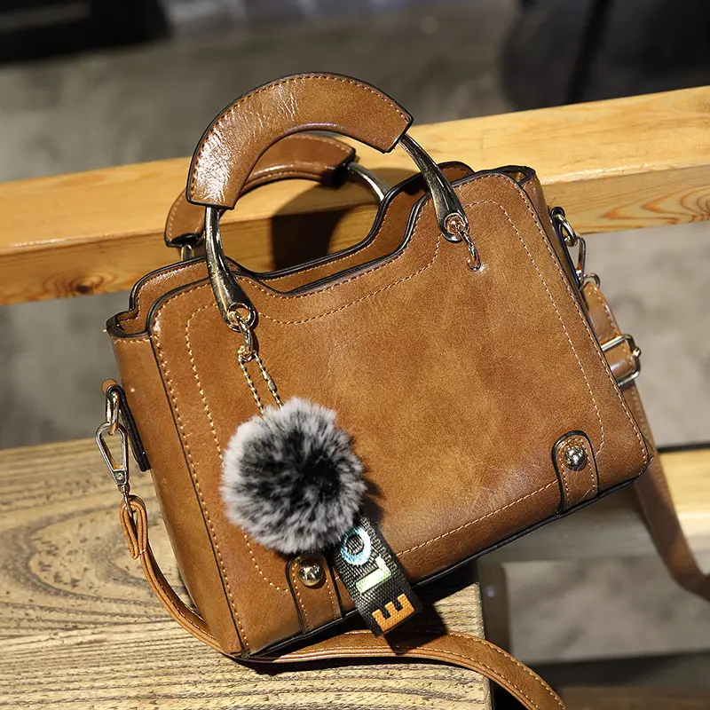 Women's 2023 Handbags Retro Oil Wax Leather Small Square - Image 5
