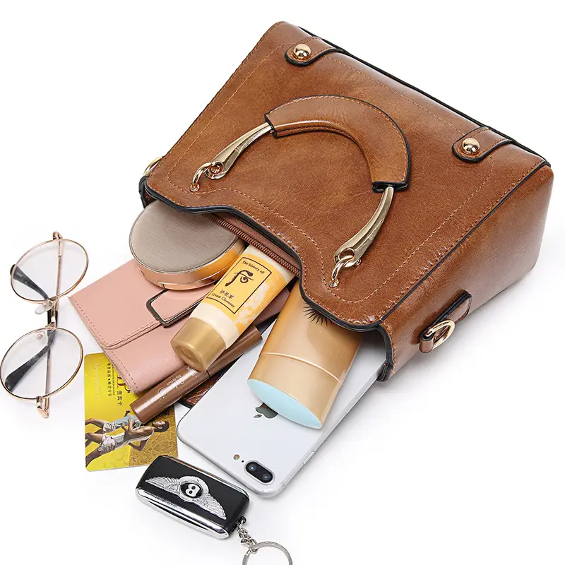 Women's 2023 Handbags Retro Oil Wax Leather Small Square - Image 7