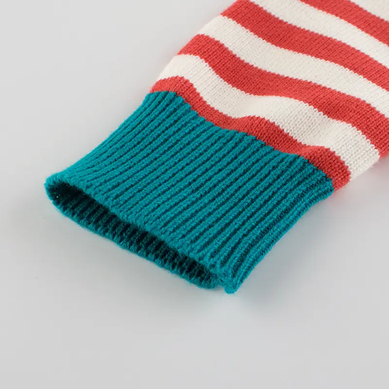 Girls Striped Cardigan Sweater Red Teal Button Front