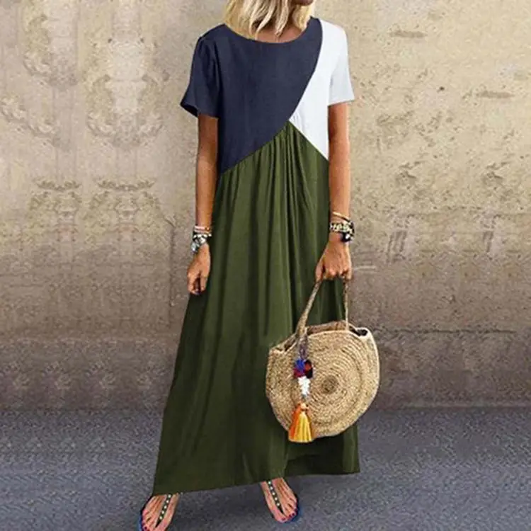 2023 Green Long Sleeve Dress with Blue Top - Image 6