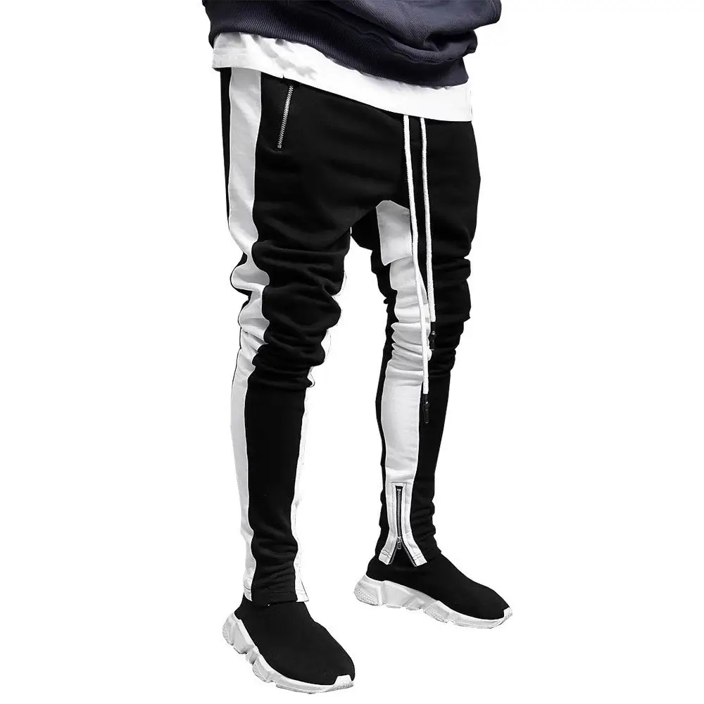 Men Blue White Striped Track Pants Large Zipper Mouth - Image 11