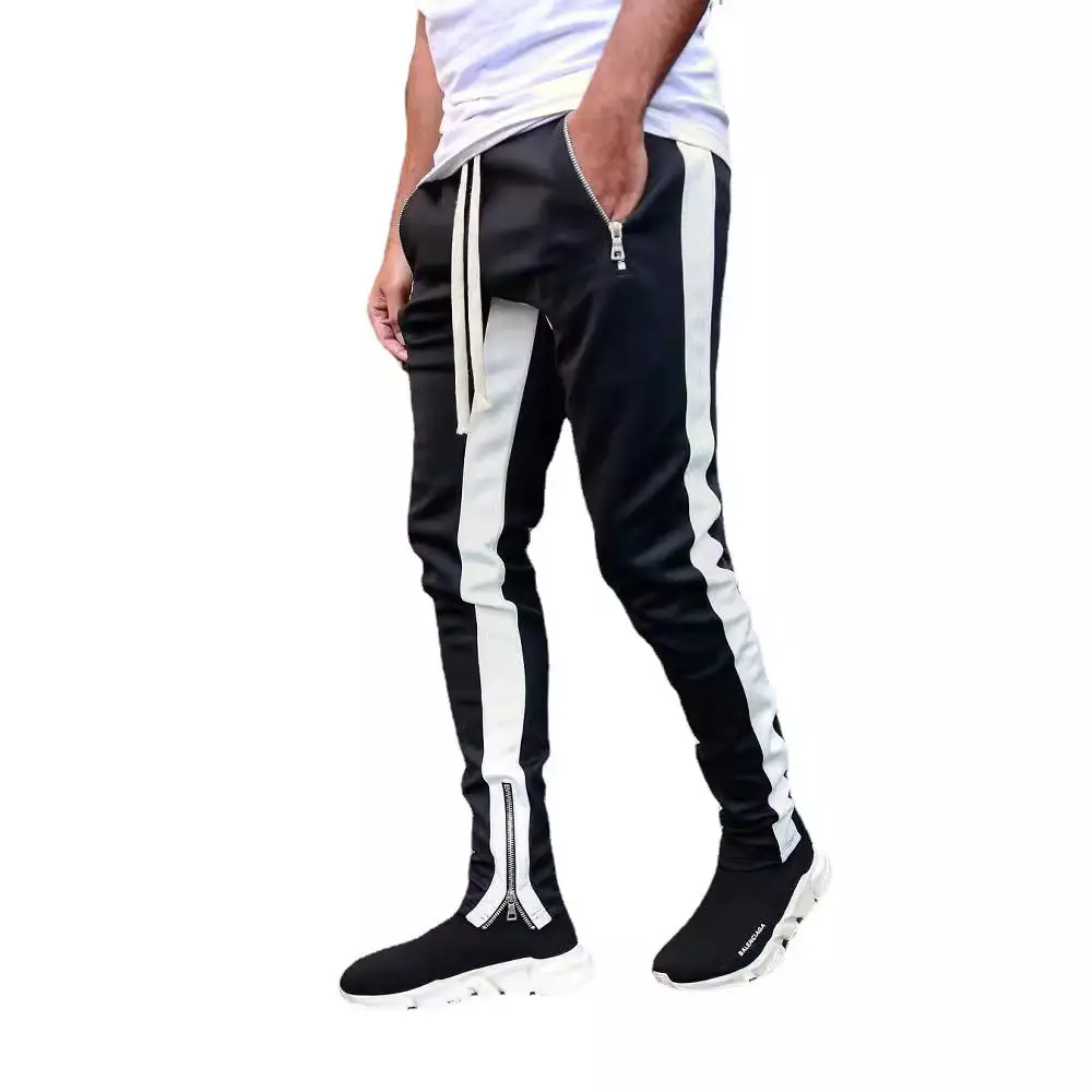 Men Blue White Striped Track Pants Large Zipper Mouth - Image 12