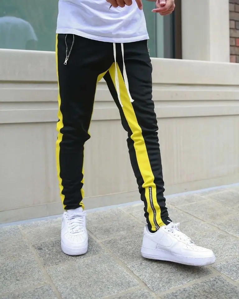 Men Blue White Striped Track Pants Large Zipper Mouth - Image 2