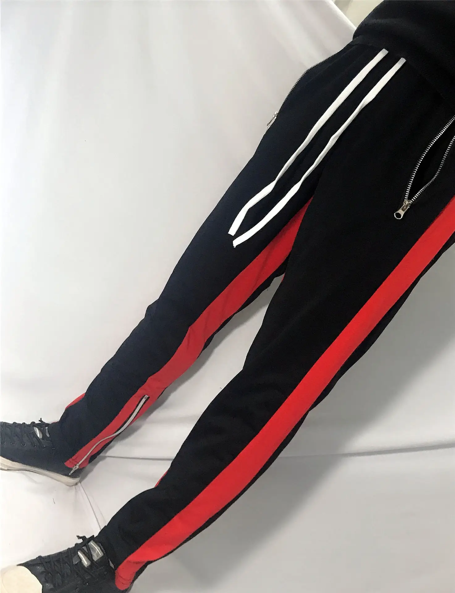 Men Blue White Striped Track Pants Large Zipper Mouth - Image 5