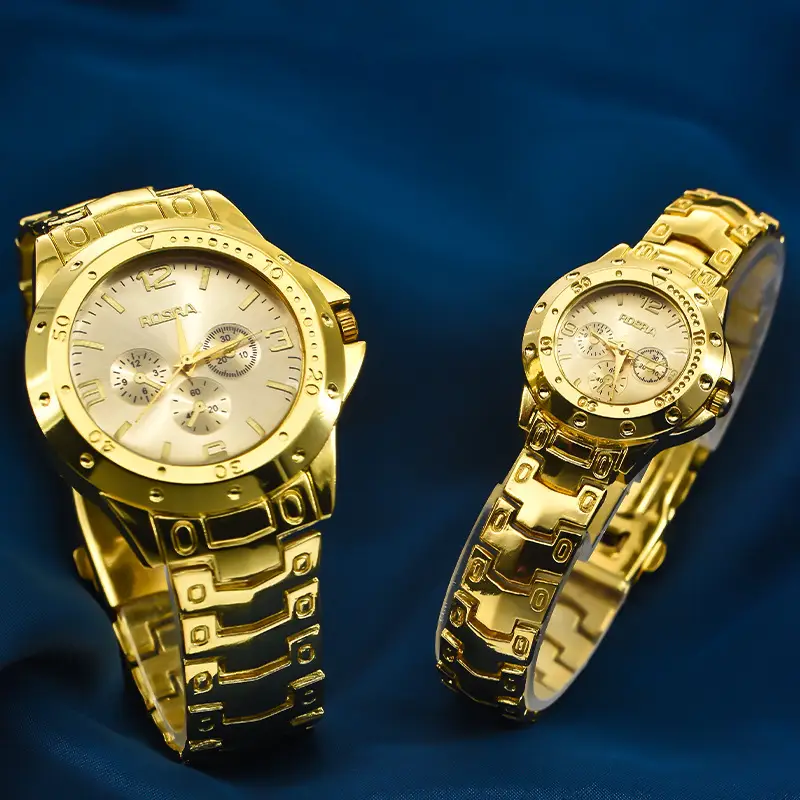 Golden Three-Eye Dial Men's Watch with Steel Band — feature 11
