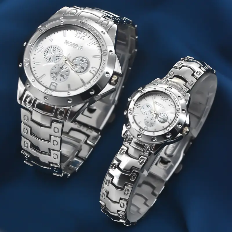 Golden Three-Eye Dial Men's Watch with Steel Band — feature 13