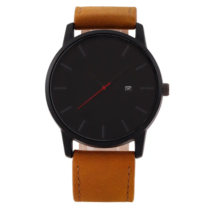 Men's Quartz Calendar Watch with Black Strap
