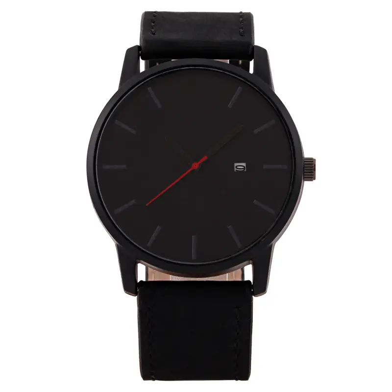 Men's Quartz Calendar Watch with Black Strap