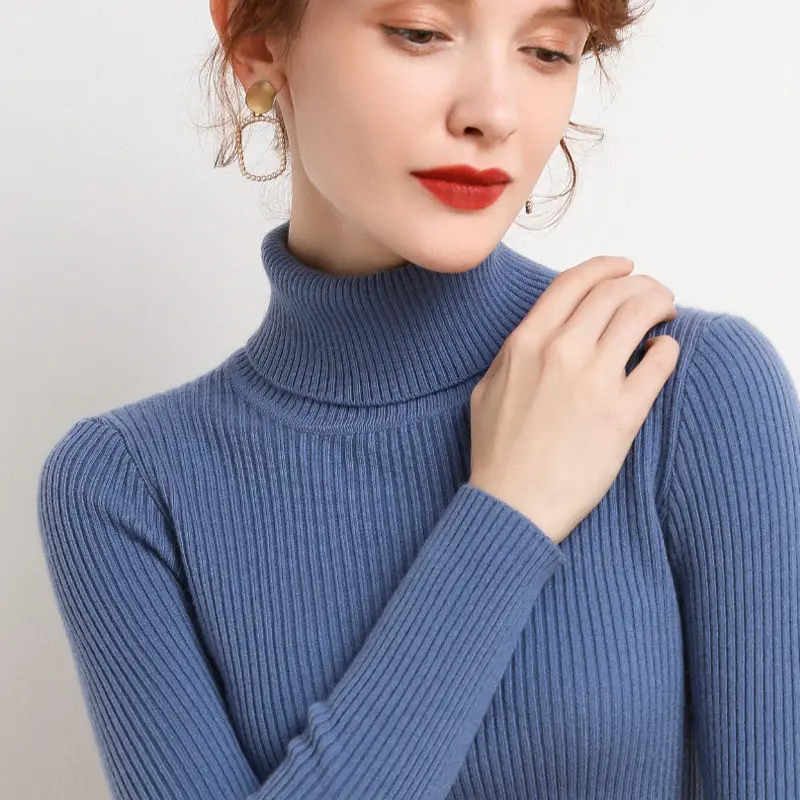 Women's 2025 High Collar Ribbed Knit Sweater - Image 20