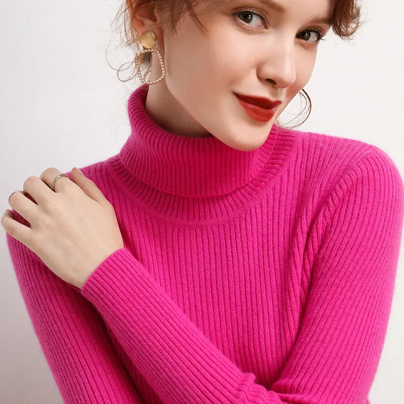 Women's 2025 High Collar Ribbed Knit Sweater - Image 11