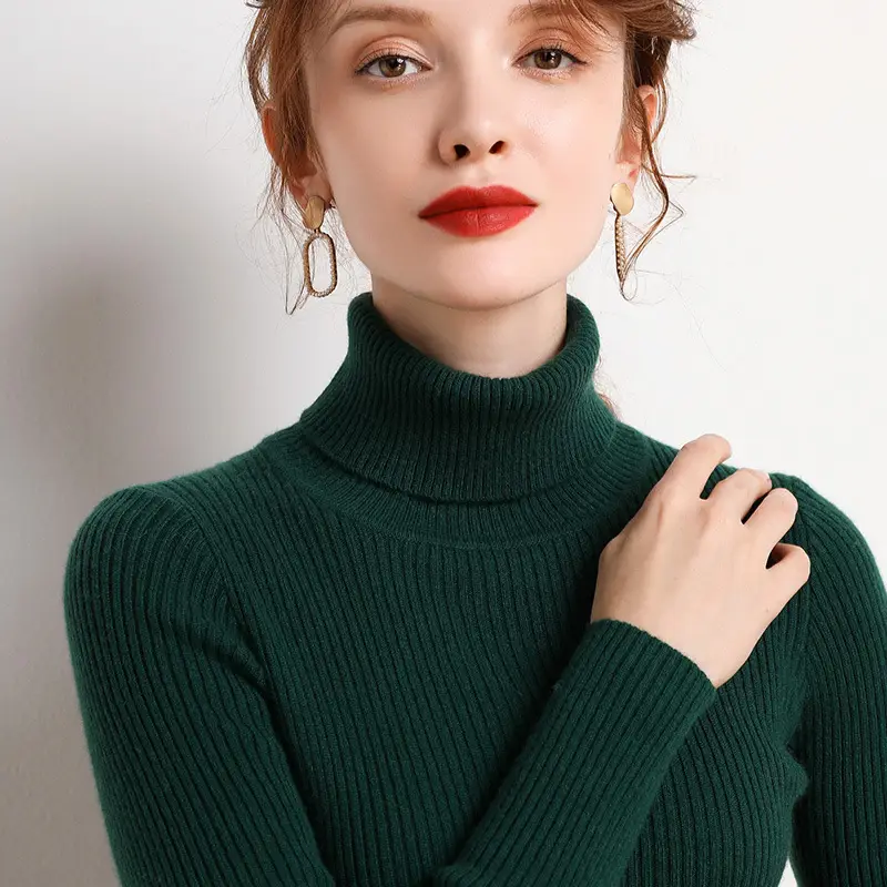 Women's 2025 High Collar Ribbed Knit Sweater - Image 13