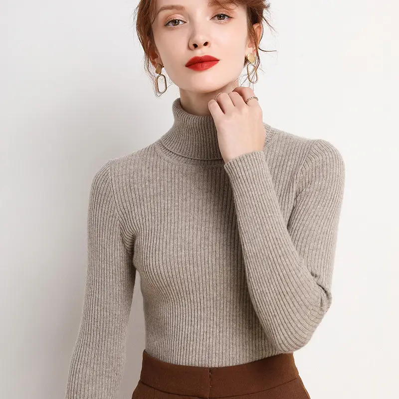 Women's 2025 High Collar Ribbed Knit Sweater - Image 15