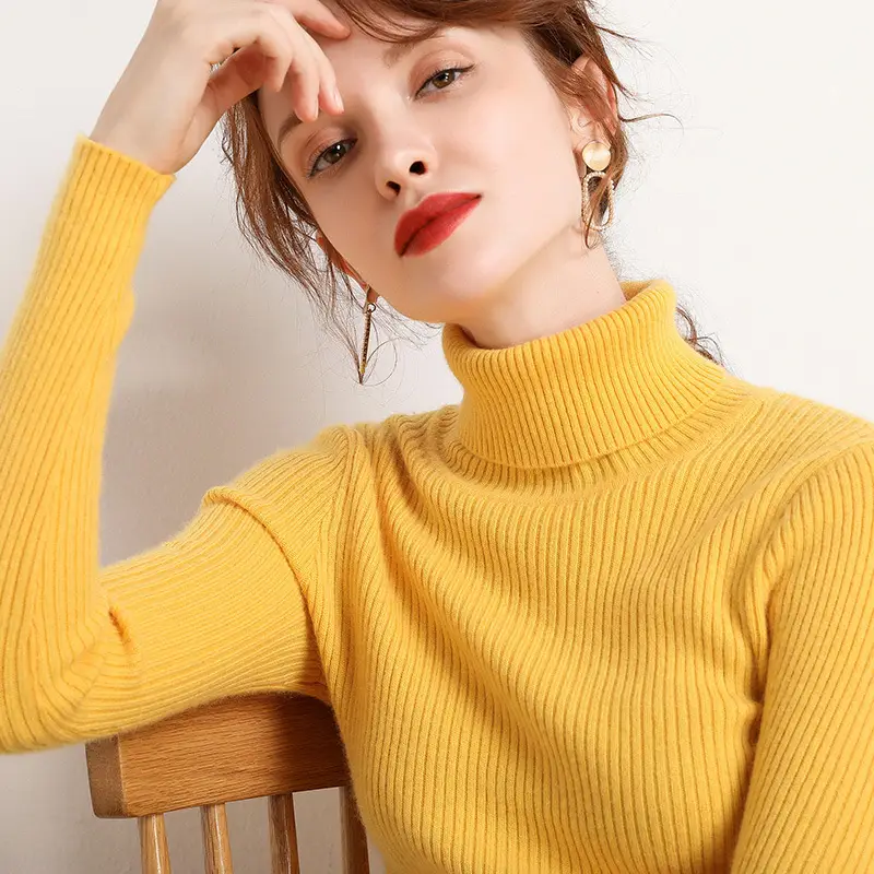Women's 2025 High Collar Ribbed Knit Sweater - Image 2