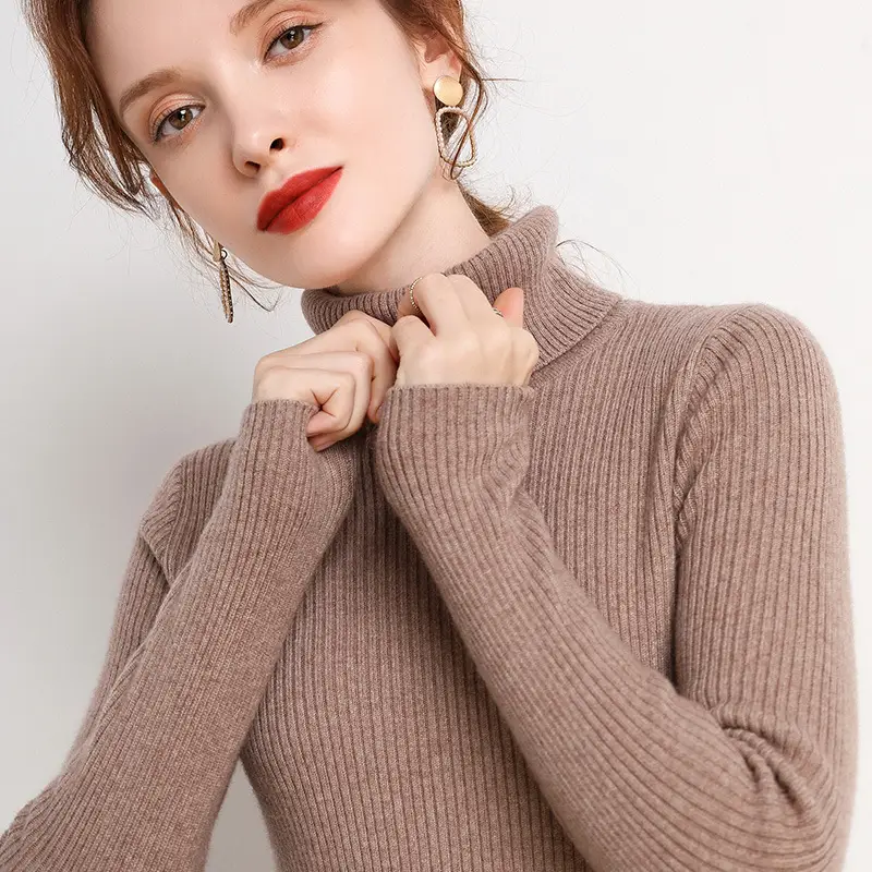 Women's 2025 High Collar Ribbed Knit Sweater - Image 6