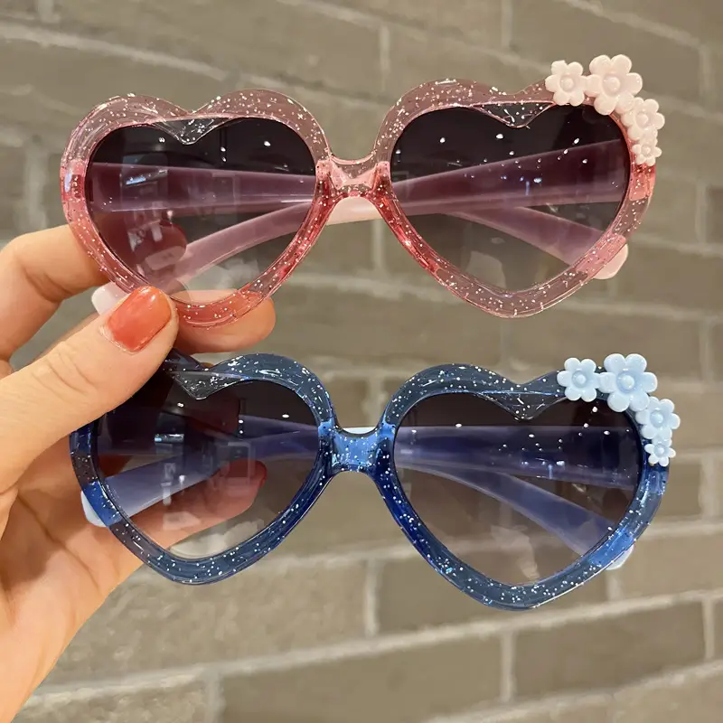 Purple Heart-Shaped Glass Sunglasses for Girls