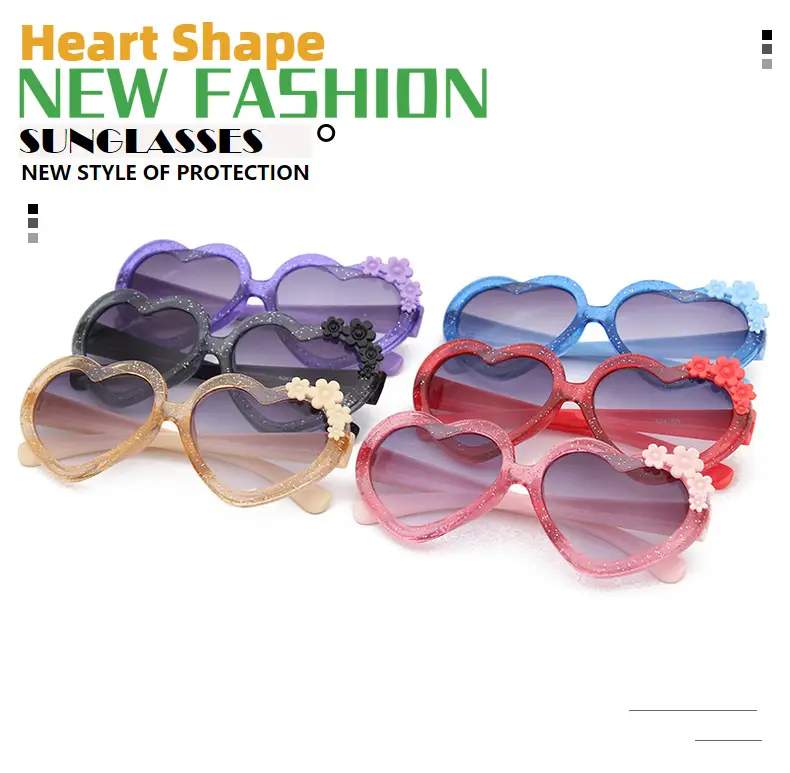 Purple Heart-Shaped Glass Sunglasses for Girls — feature 33