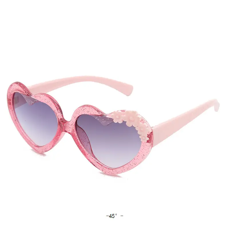 Purple Heart-Shaped Glass Sunglasses for Girls — feature 52