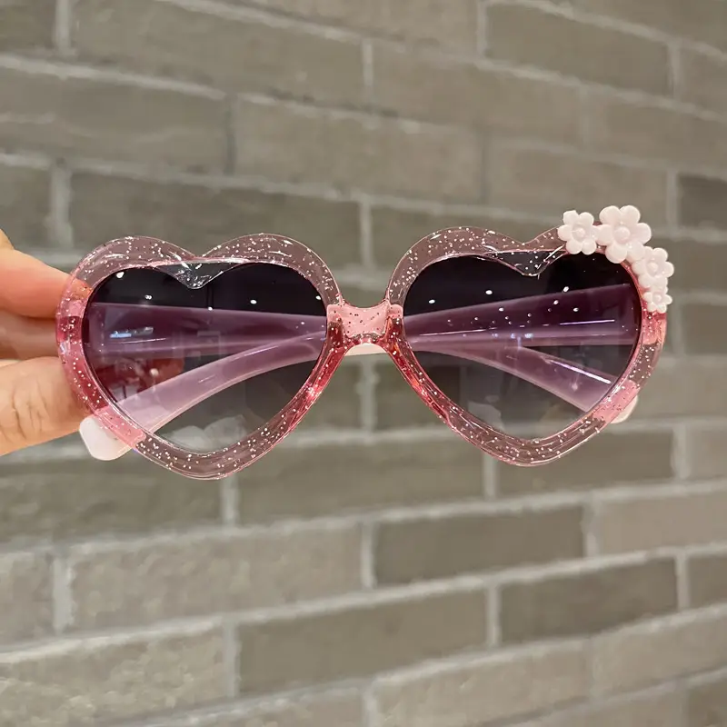 Purple Heart-Shaped Glass Sunglasses for Girls