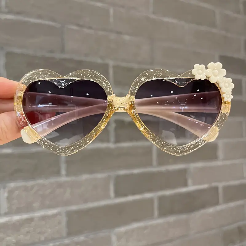 Purple Heart-Shaped Glass Sunglasses for Girls