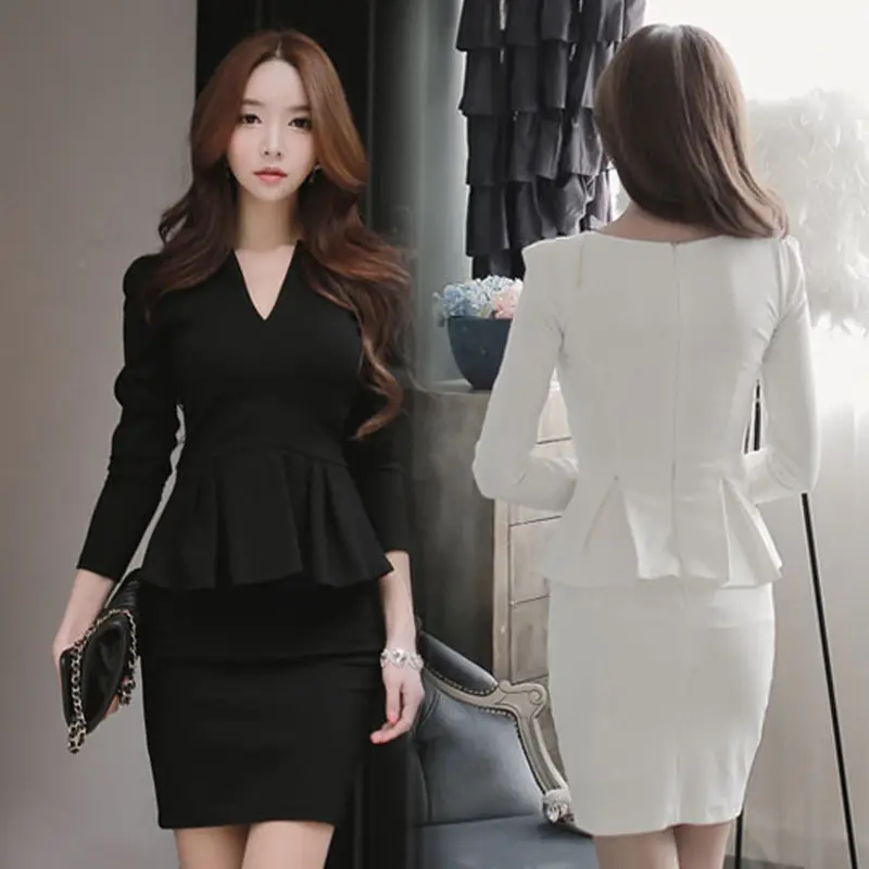 2026 Korean Style V-Neck Bodycon Dress White - Image 5