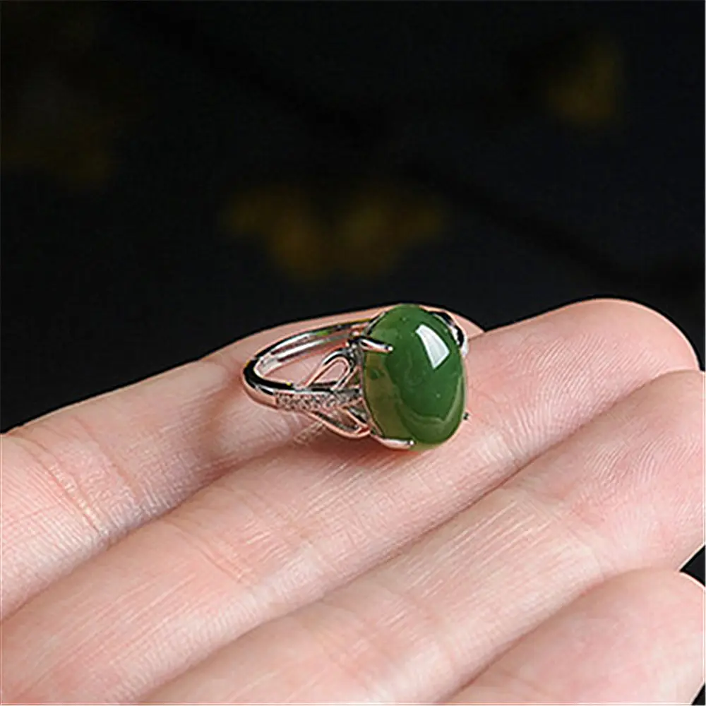Green Agate Ring for Men Women Silver Chalcedony — feature 13