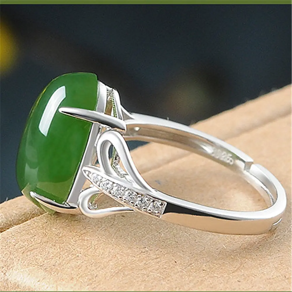 Green Agate Ring for Men Women Silver Chalcedony — feature 15