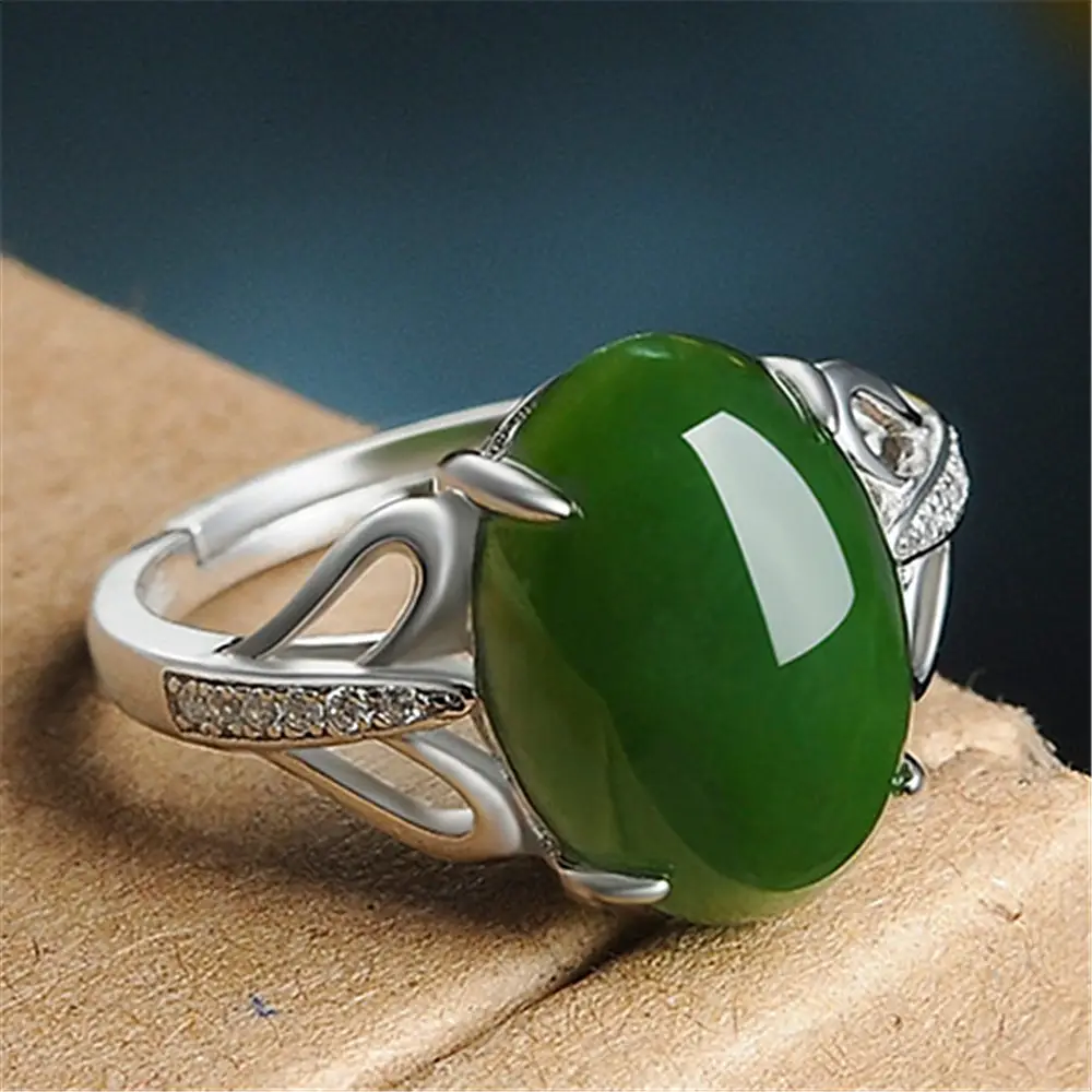 Green Agate Ring for Men Women Silver Chalcedony — feature 20