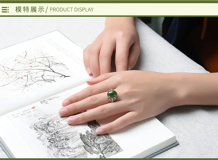 Green Agate Ring for Men Women Silver Chalcedony — feature 7