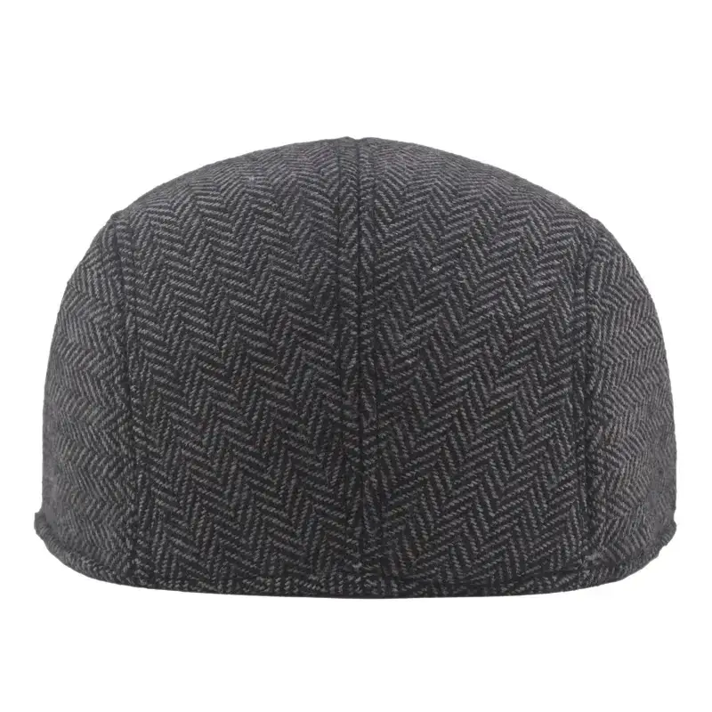 Men's Herringbone Winter Beret Cap Grey - Image 6