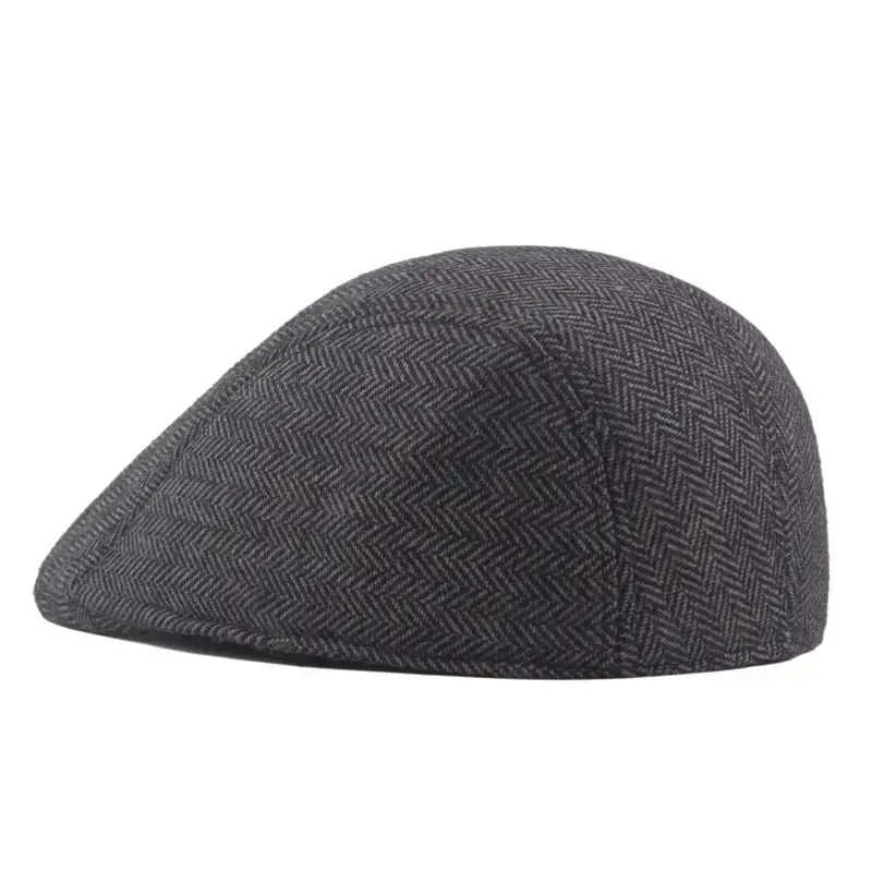 Men's Herringbone Winter Beret Cap Grey - Image 7