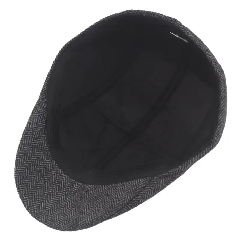 Men's Herringbone Winter Beret Cap Grey - Image 8