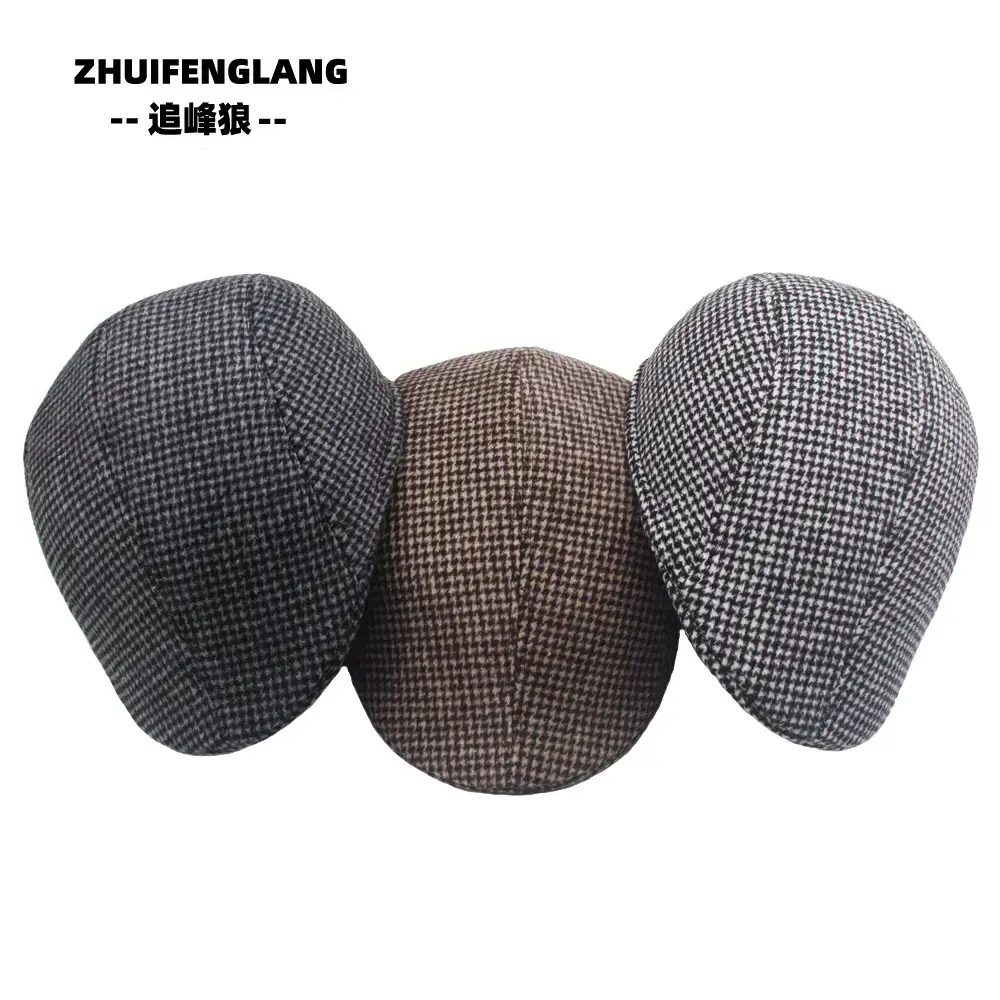 Men's Herringbone Winter Beret Cap Grey — feature 10