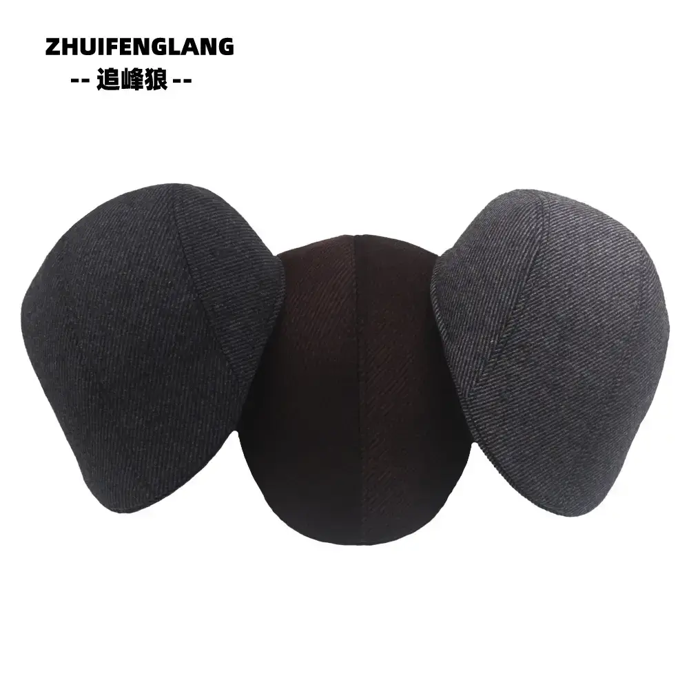 Men's Herringbone Winter Beret Cap Grey — feature 11