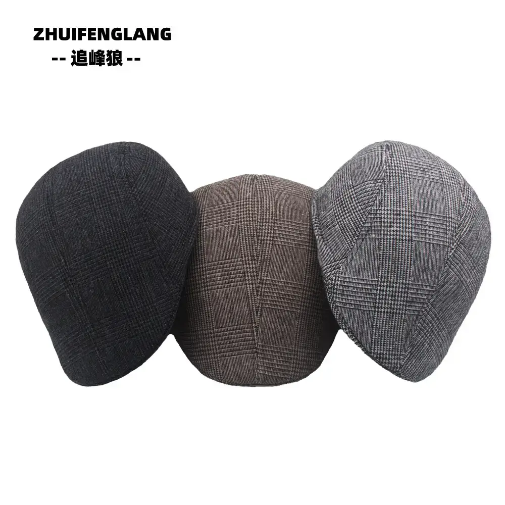 Men's Herringbone Winter Beret Cap Grey — feature 14