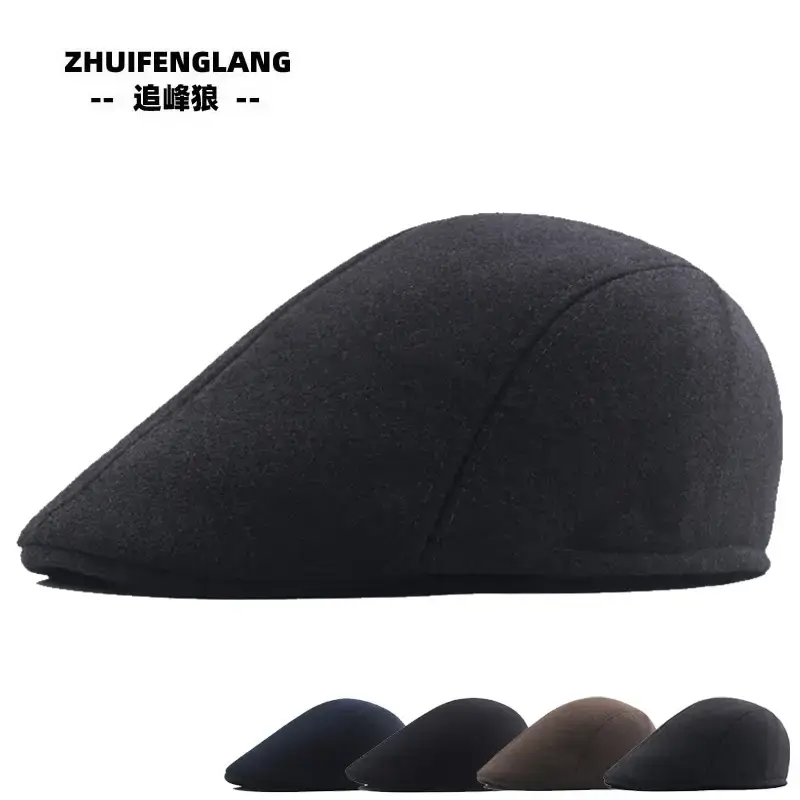 Men's Herringbone Winter Beret Cap Grey — feature 15