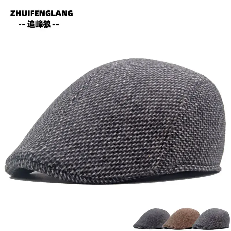 Men's Herringbone Winter Beret Cap Grey — feature 18