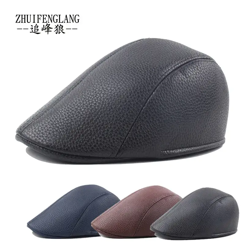 Men's Herringbone Winter Beret Cap Grey — feature 21