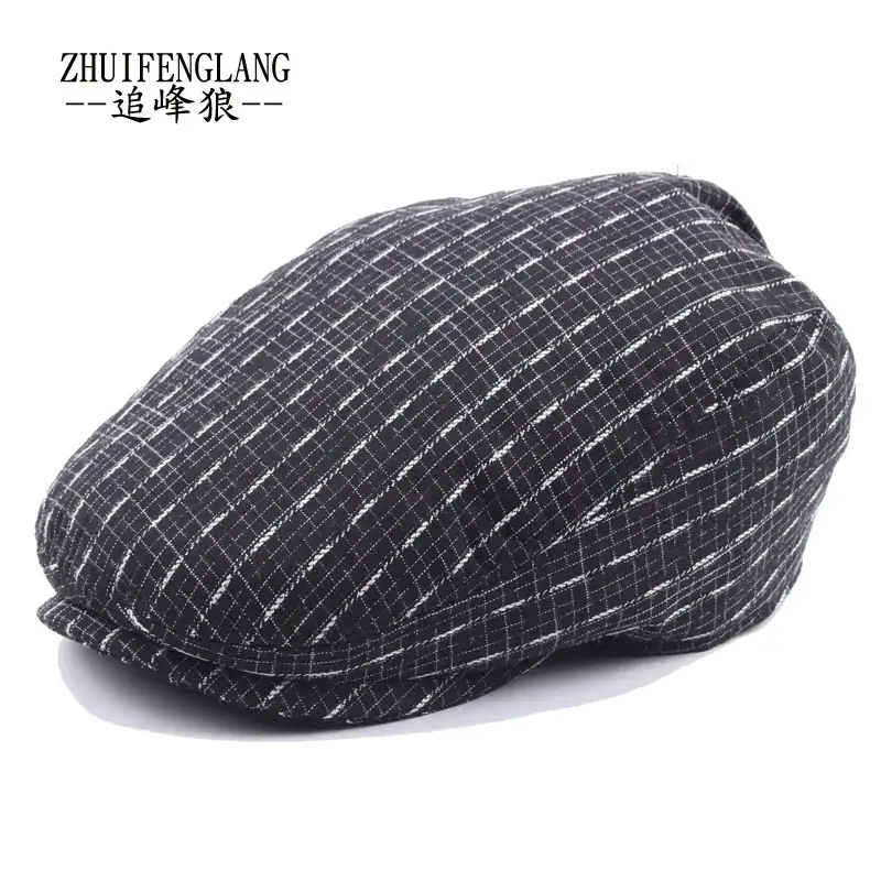 Men's Herringbone Winter Beret Cap Grey — feature 27