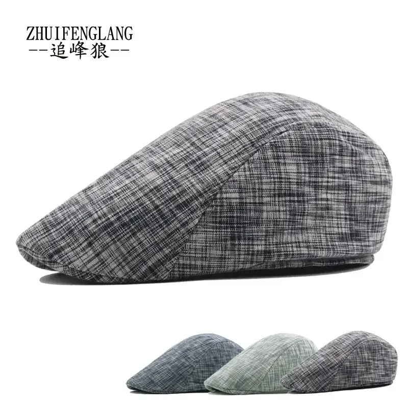 Men's Herringbone Winter Beret Cap Grey — feature 28