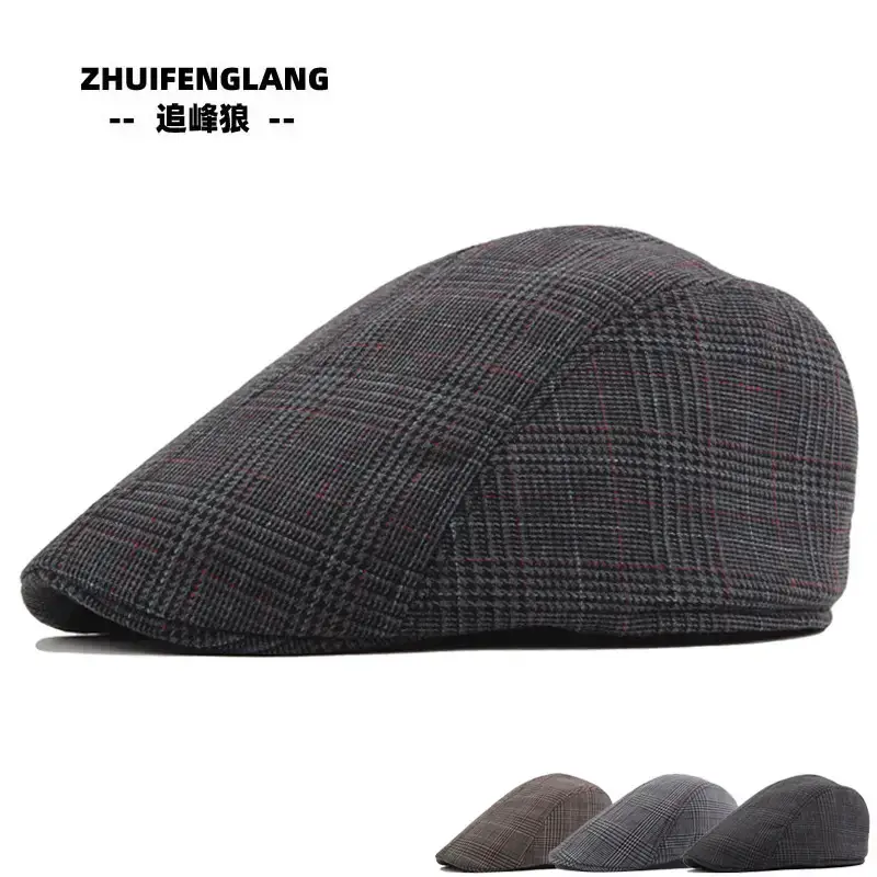 Men's Herringbone Winter Beret Cap Grey — feature 5