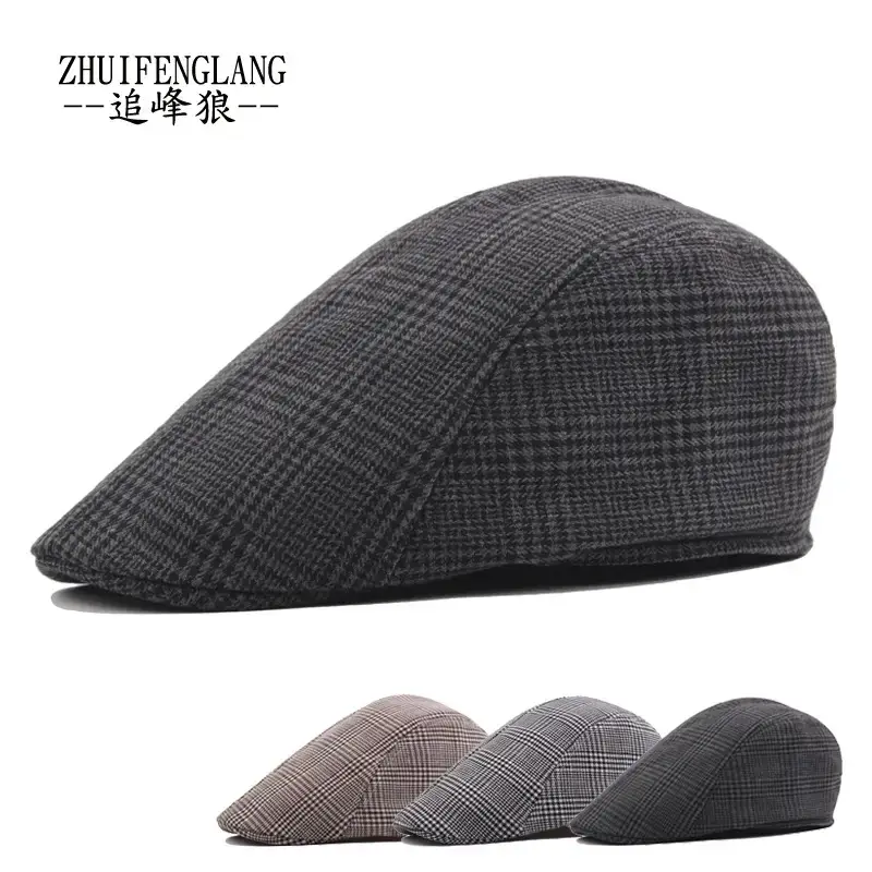 Men's Herringbone Winter Beret Cap Grey — feature 7