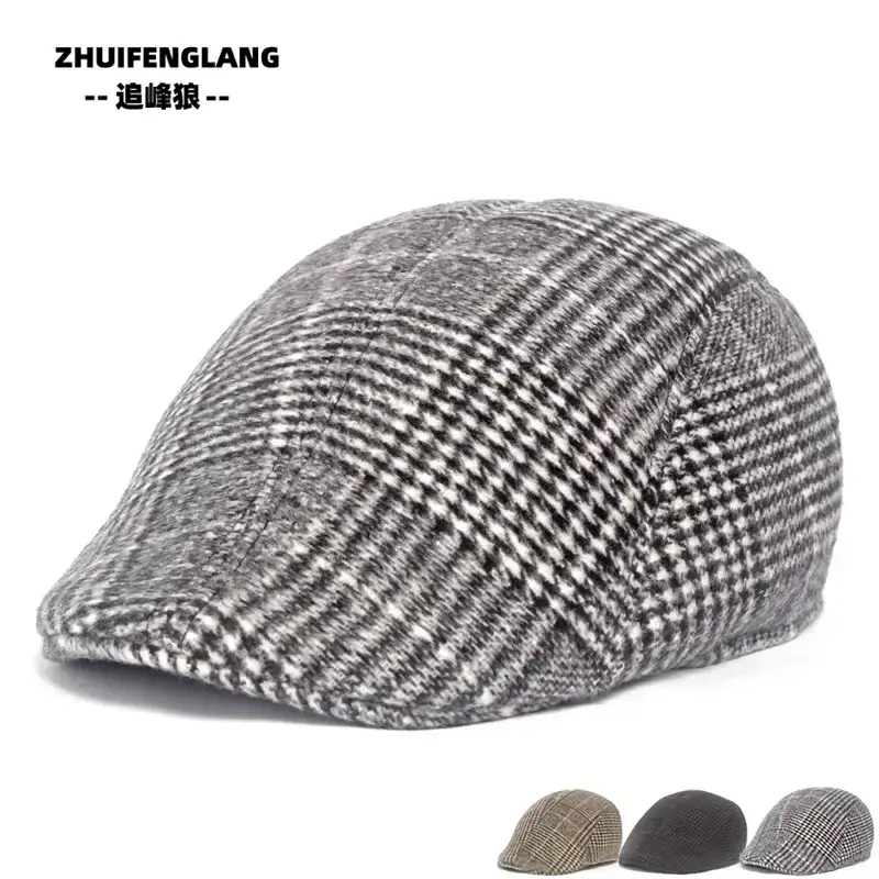 Men's Herringbone Winter Beret Cap Grey — feature 8