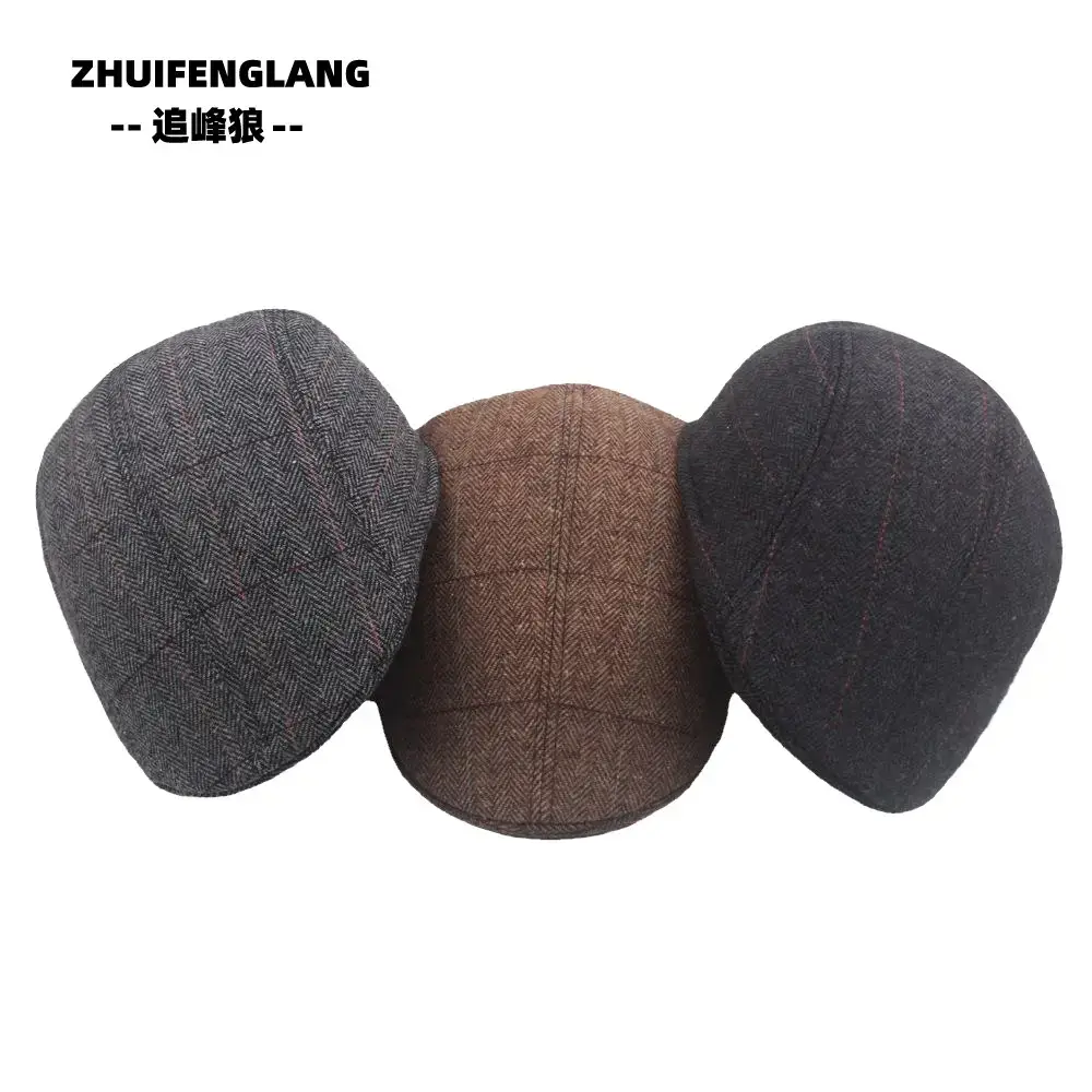 Men's Herringbone Winter Beret Cap Grey — feature 9